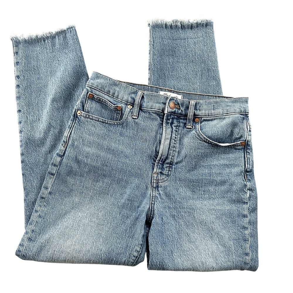 Madewell The Perfect Vintage Jean Raw Hem High Rise Straight Blue AF691 Size 28
